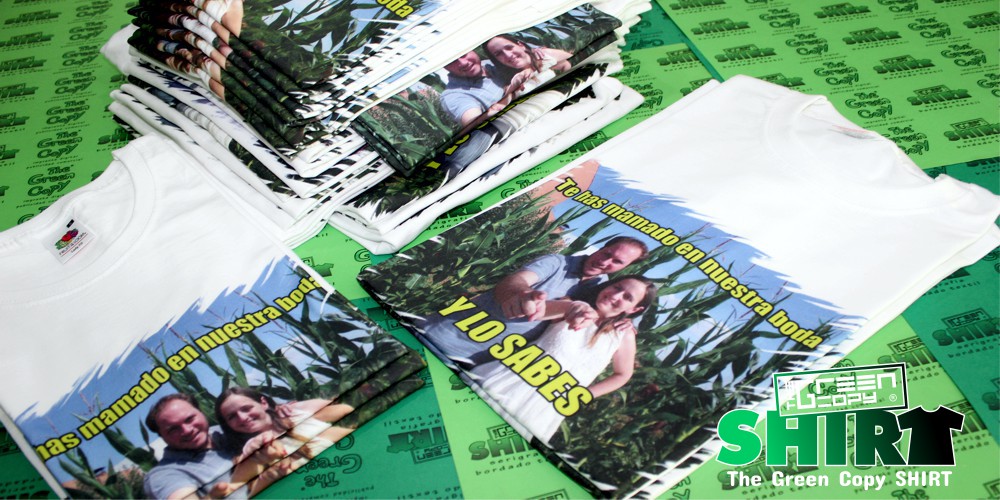 impresión de camisetas The Green Copy SHIRT para fiesta post-boda cañada imprimir sudaderas Villanueva MADRID camisetas@thegreencopy.com 